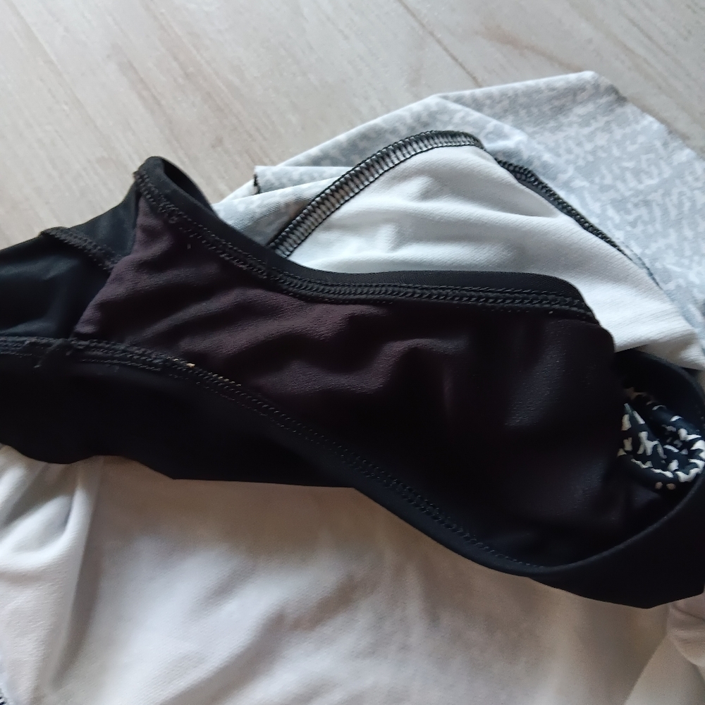 La Blanca Bikini Tie Halter Top Swim Skirt Black White Size 10 - Picture 11 of 16
